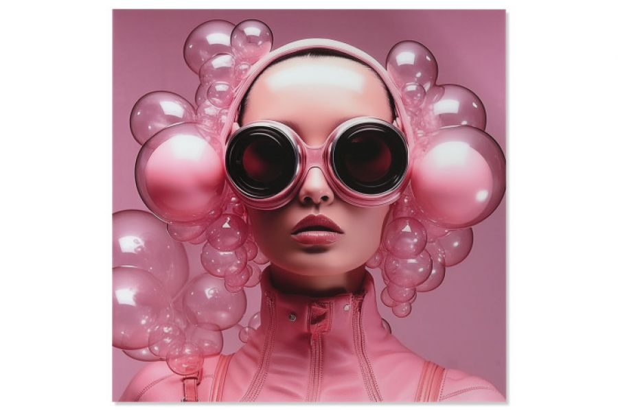 Obraz szklany Bubble Couture Pink 120x120 cm