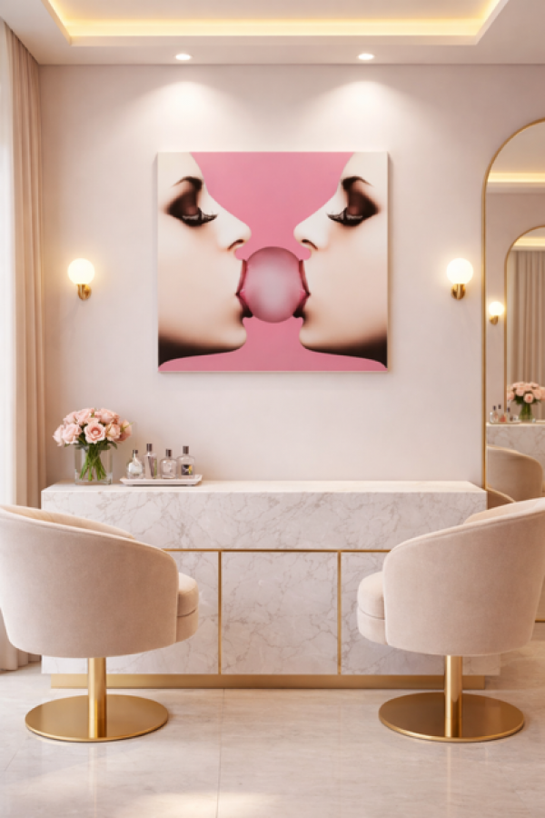 Obraz szklany Bubble Kiss pink 110x110 cm