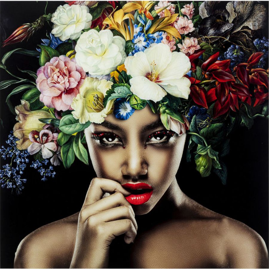 Obraz szklany Pretty Flower Woman 100x100  - Kare Design