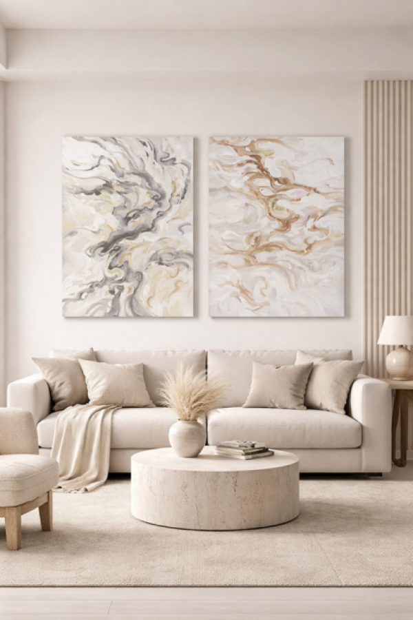 Obraz Waves gold silver 90x120 cm