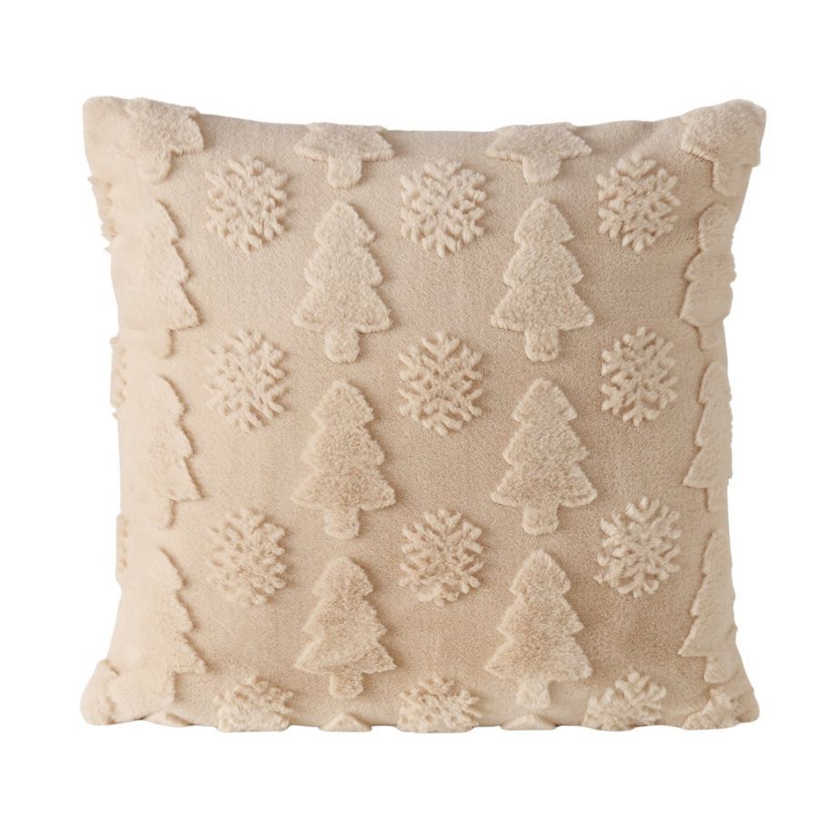 Poduszka dekoracyjna Winter Forest beżowa 45 x 45 cm
