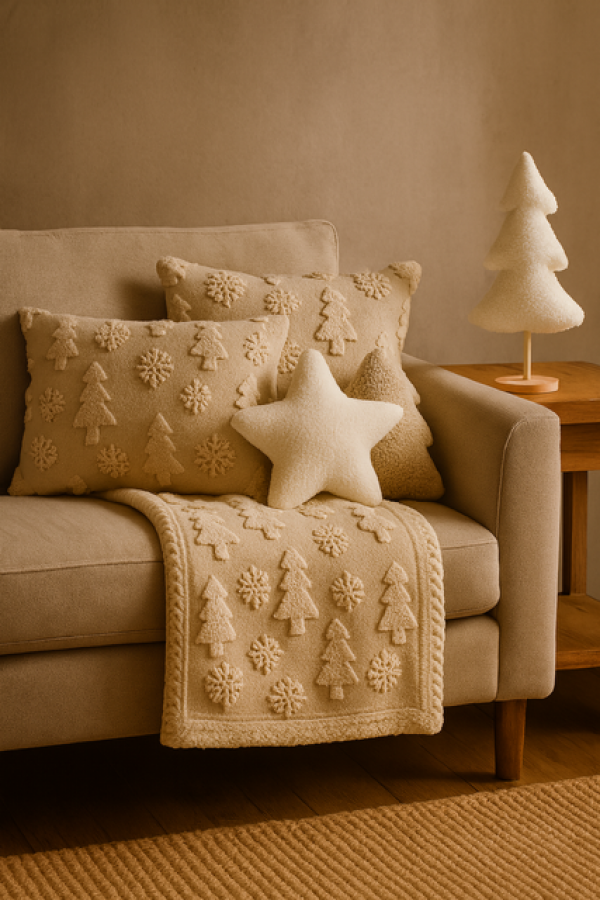 Poduszka dekoracyjna Winter Forest beżowa 50 x 30 cm