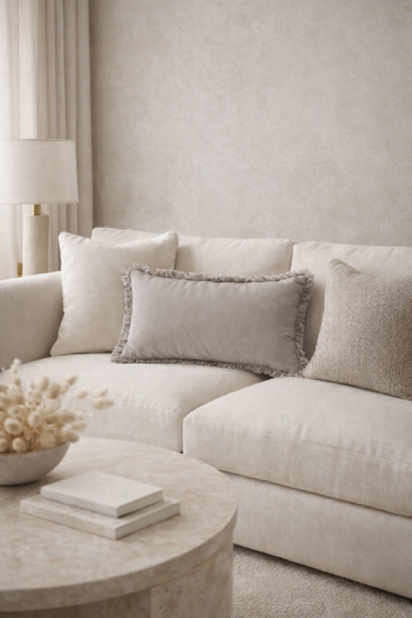 Poduszka z frędzlami jasnoszara - Atmosphera