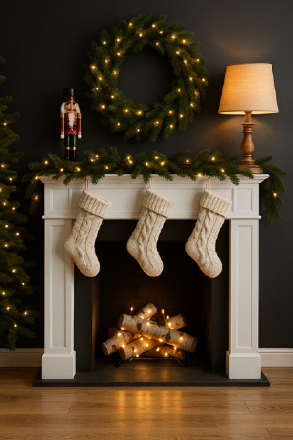 Portal kominkowy biały 