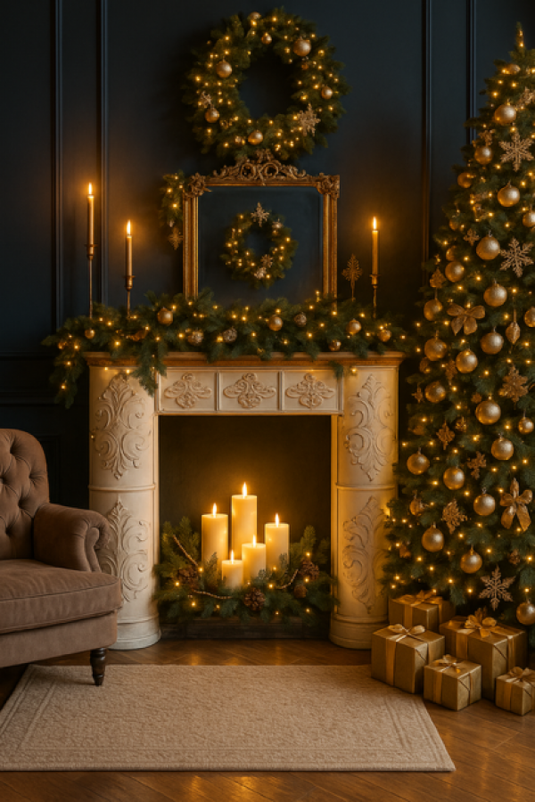 Portal kominkowy Round rzeźbiony biały - Item International