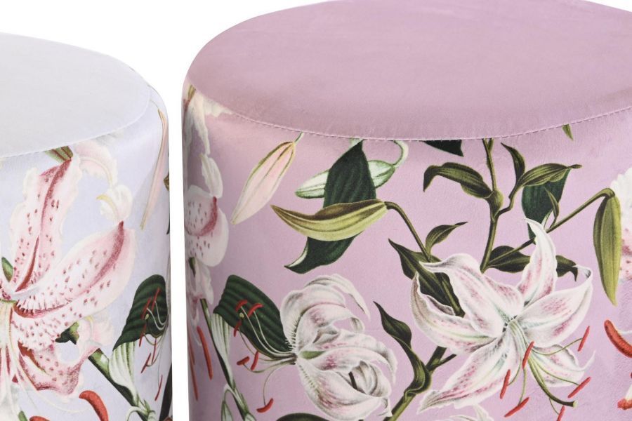 Puf aksamitny w kwiaty Fleurs  - Item International