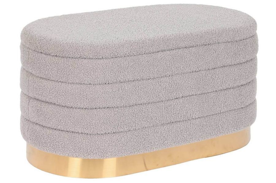 Puf ławka Boucle szara ze schowkiem - Item International