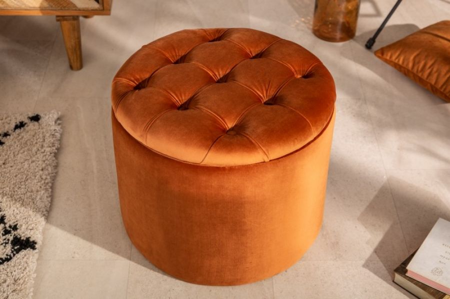 Puf Modern Barock aksamitny ze schowkiem kolor rdzy - Invicta Interior