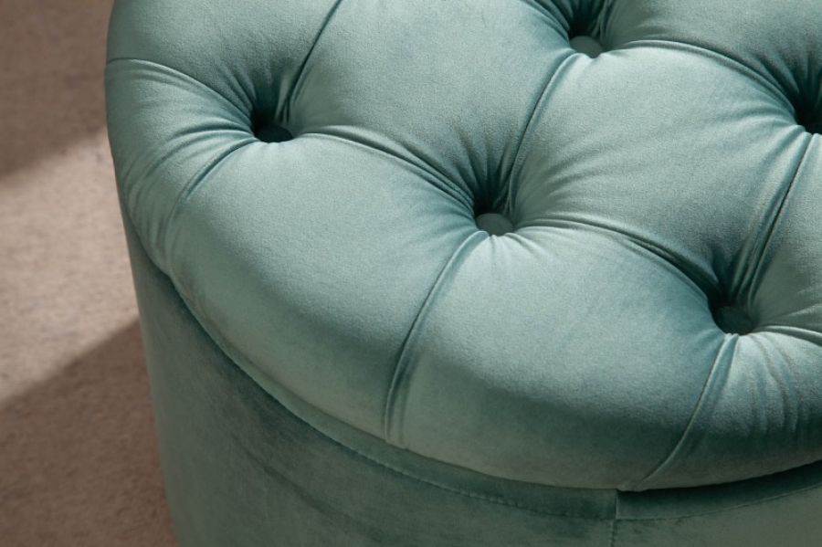 Puf Modern Barock aksamitny ze schowkiem miętowy - Invicta Interior