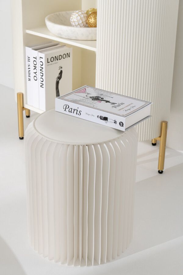 Puf papierowy składany Off biały