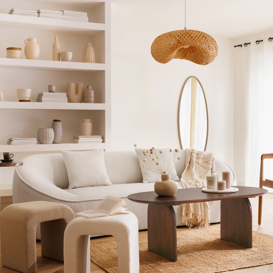 Puf Sevi Boucle beżowy - Atmosphera