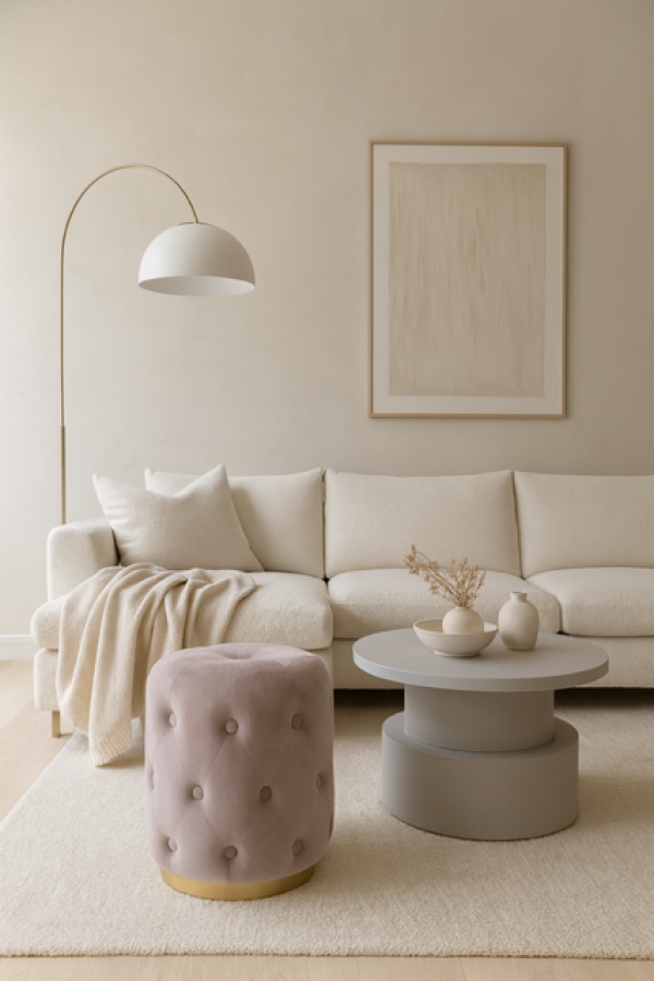 Puf Veloute Stool Royal różowy  - Inart