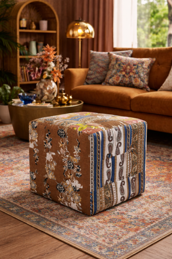 Pufa Patchwork beige 40x40  - Kare Design