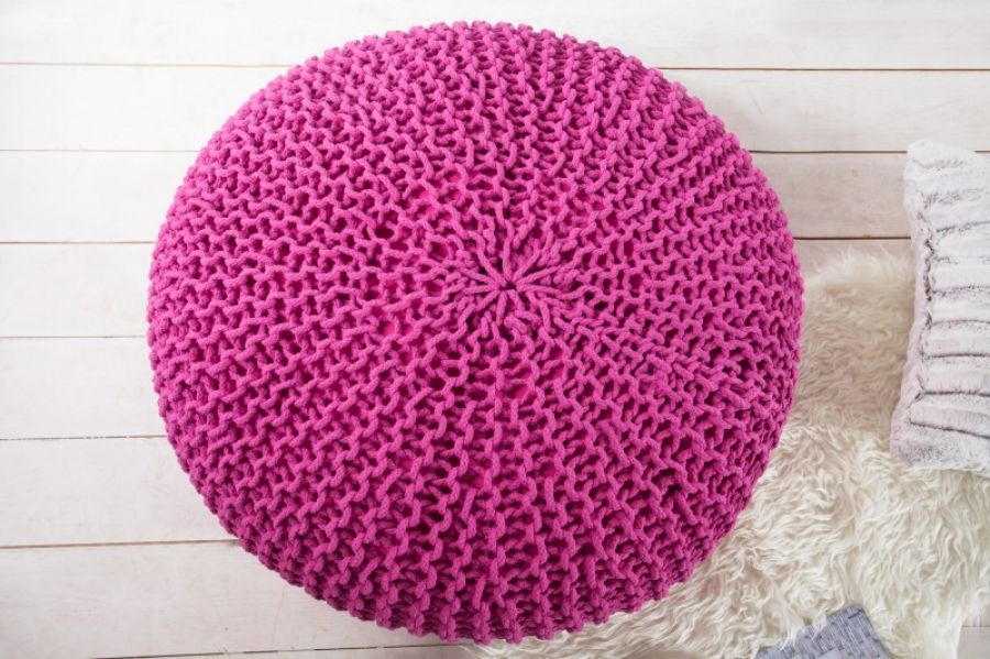 Pufa Stolik Wolle Ball Pouf Leeds XXL różowa 70 cm  - Invicta Interior