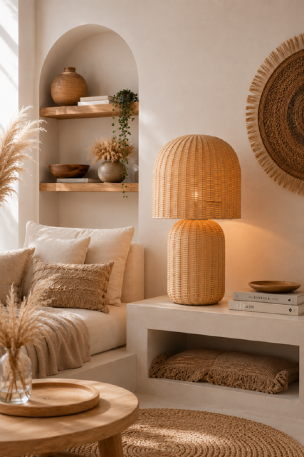 Rattanowa lampa stołowa New Design 60 cm - Item International