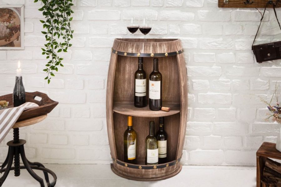 Regał na wino Bodega drewniany Shabby Chic - Invicta Interior