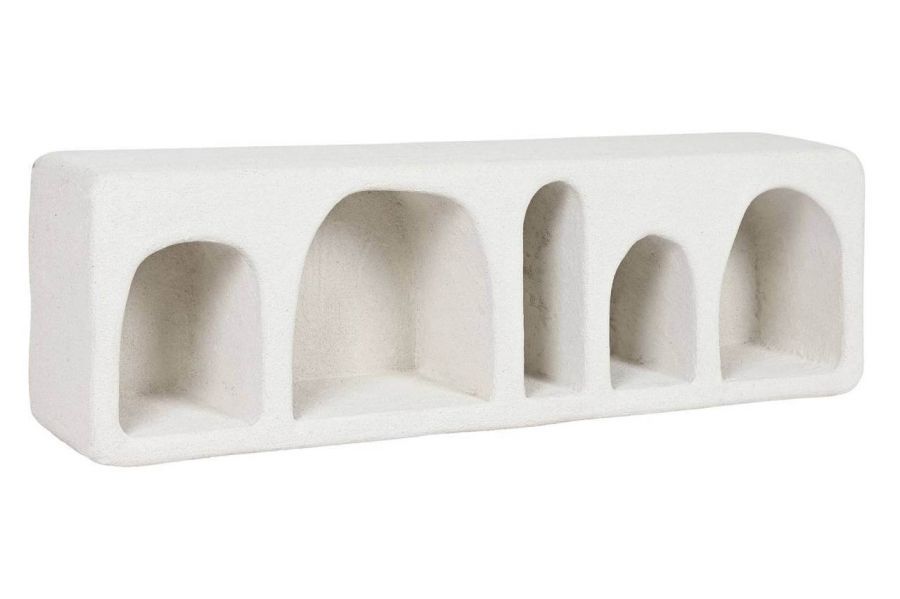 Regał ścienny owalny Cement biały ivory 100 cm