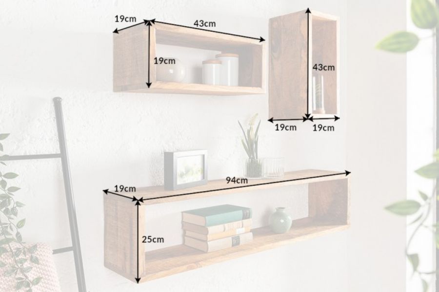 Regały Hemingway drewniane 3szt mango natur
