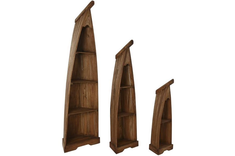 Regały Łódki Jakarta drewniane zestaw 3 szt