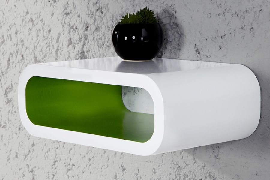 Regały Lounge białe & zielone zestaw 4 szt na ścianę  - Invicta Interior