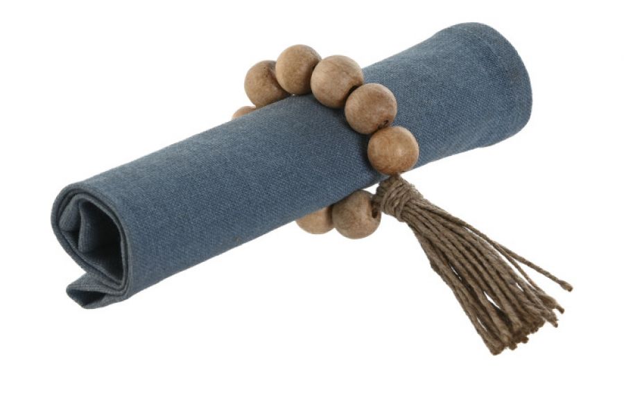 Ringi na serwetki boho z koralikami z drewna zestaw  - Item International