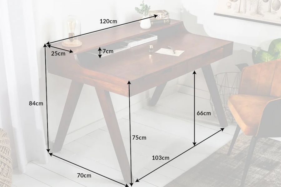 Sekretarzyk biurko Monsoon drewno akacjowe 120 cm - Invicta Interior