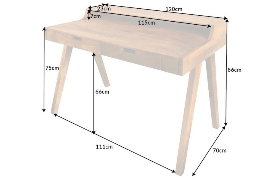 Sekretarzyk biurko Monsoon saw mark 120 cm drewno mango - Invicta Interior