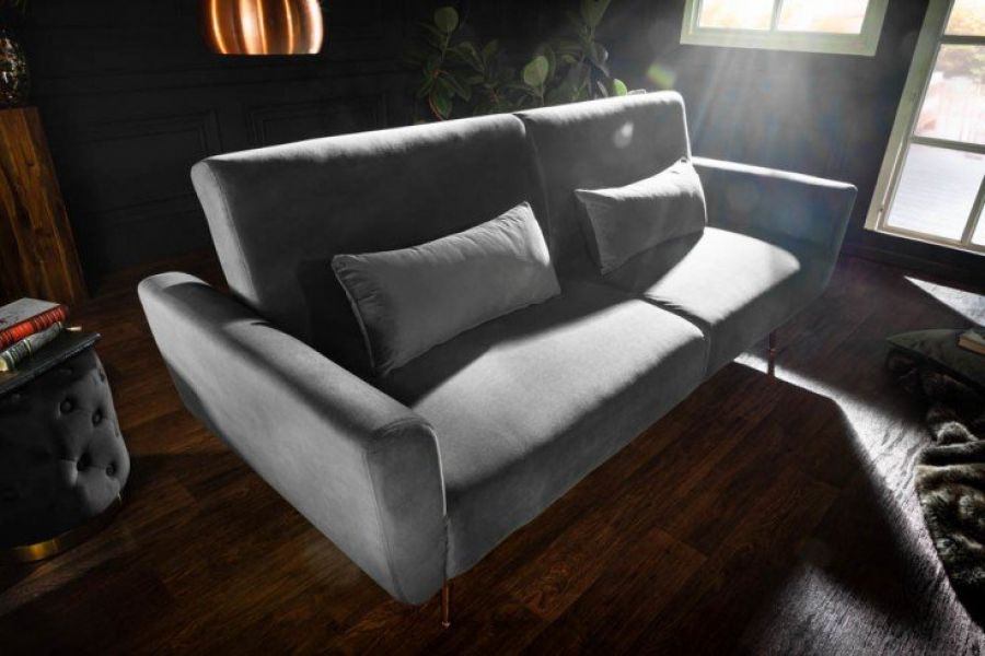 Sofa Bellezza 208 cm aksamitna szara  - Invicta Interior