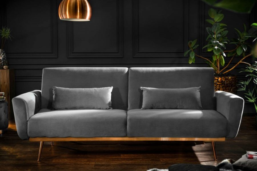 Sofa Bellezza 208 cm aksamitna szara  - Invicta Interior