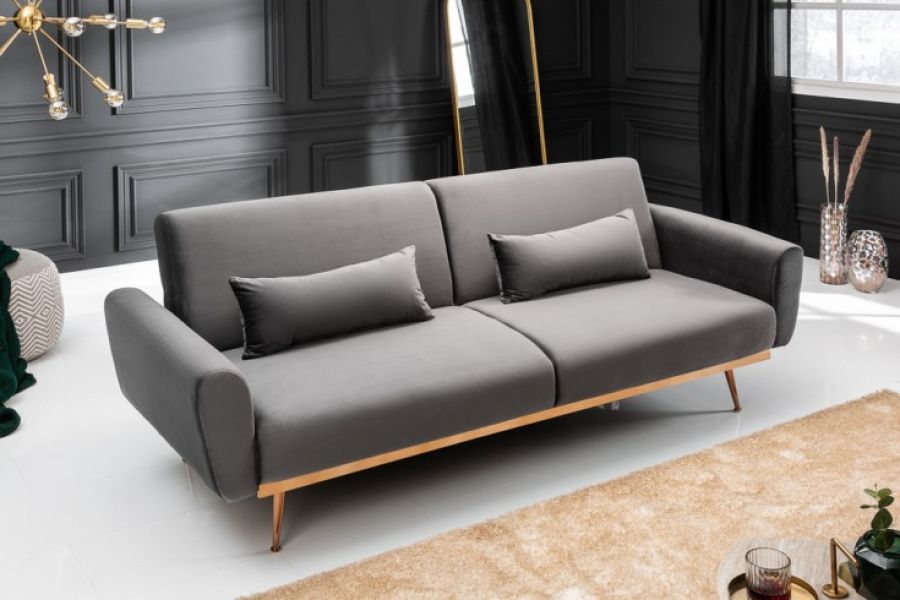 Sofa Bellezza 208 cm aksamitna szara  - Invicta Interior