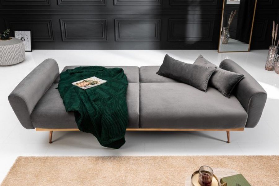 Sofa Bellezza 208 cm aksamitna szara  - Invicta Interior