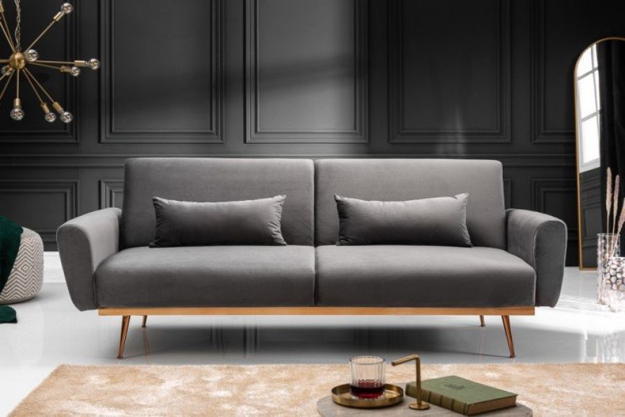 Sofa Bellezza 208 cm aksamitna szara  - Invicta Interior