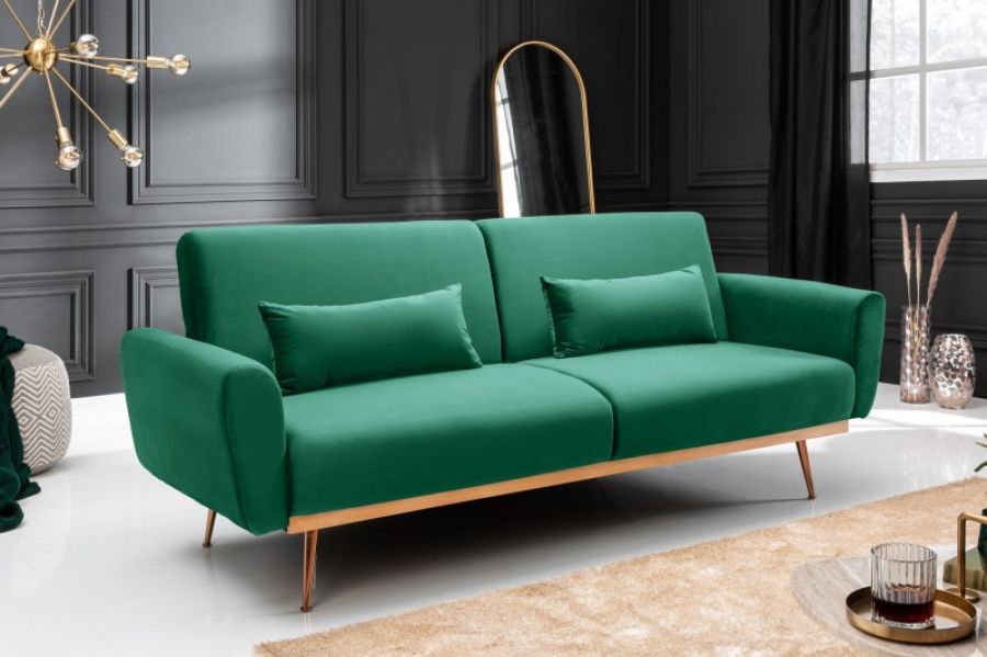 Sofa Bellezza 208 cm aksamitna zielona - Invicta Interior