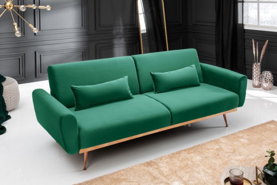 Sofa Bellezza 208 cm aksamitna zielona - Invicta Interior