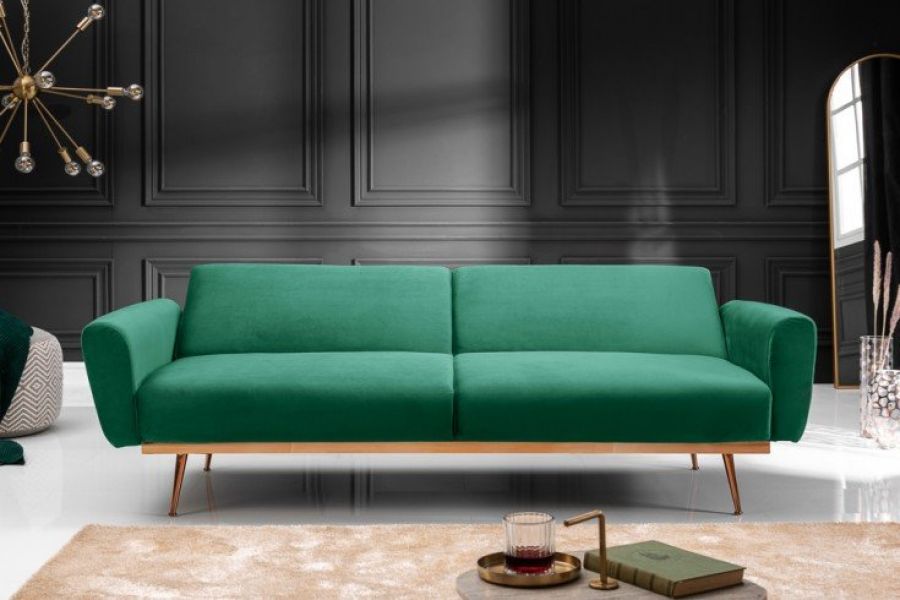 Sofa Bellezza 208 cm aksamitna zielona - Invicta Interior