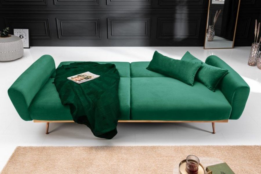 Sofa Bellezza 208 cm aksamitna zielona - Invicta Interior