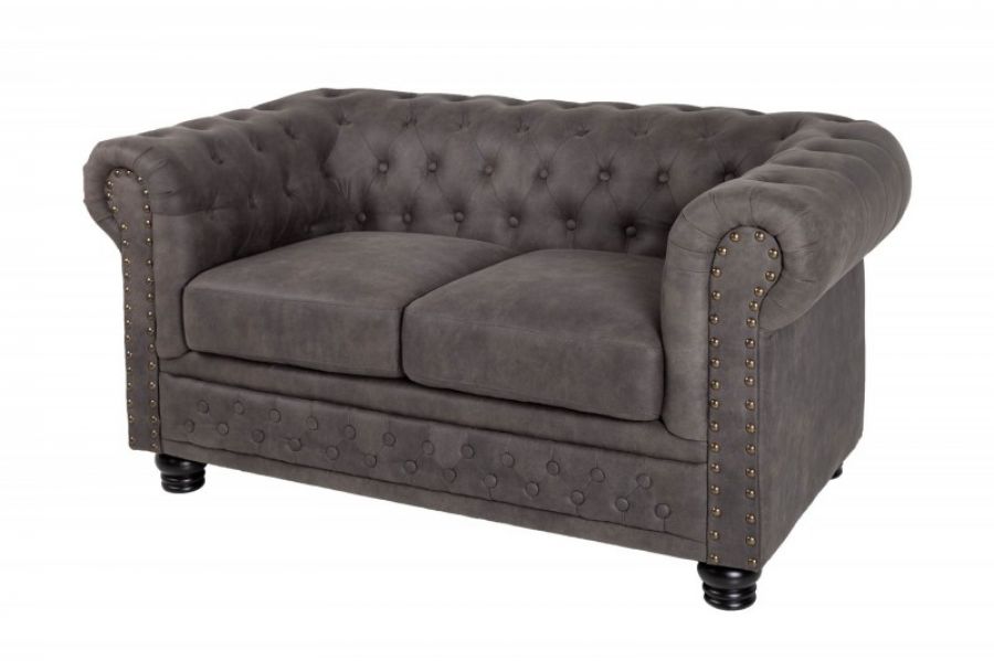 Sofa Chesterfield 2 antik look szara  - Invicta Interior