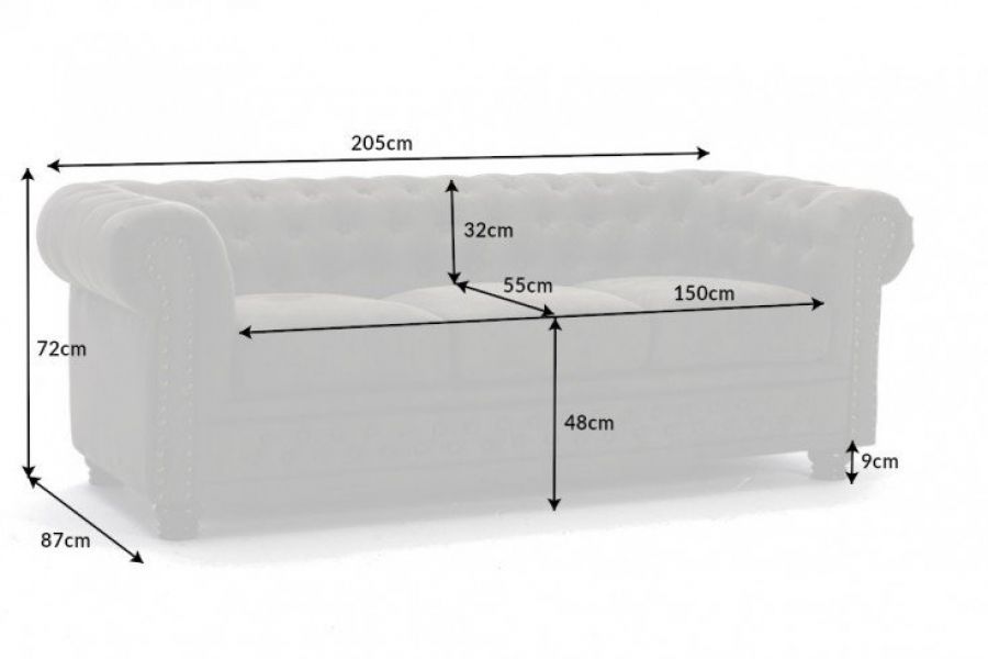 Sofa Chesterfield 3 antik look szara - Invicta Interior