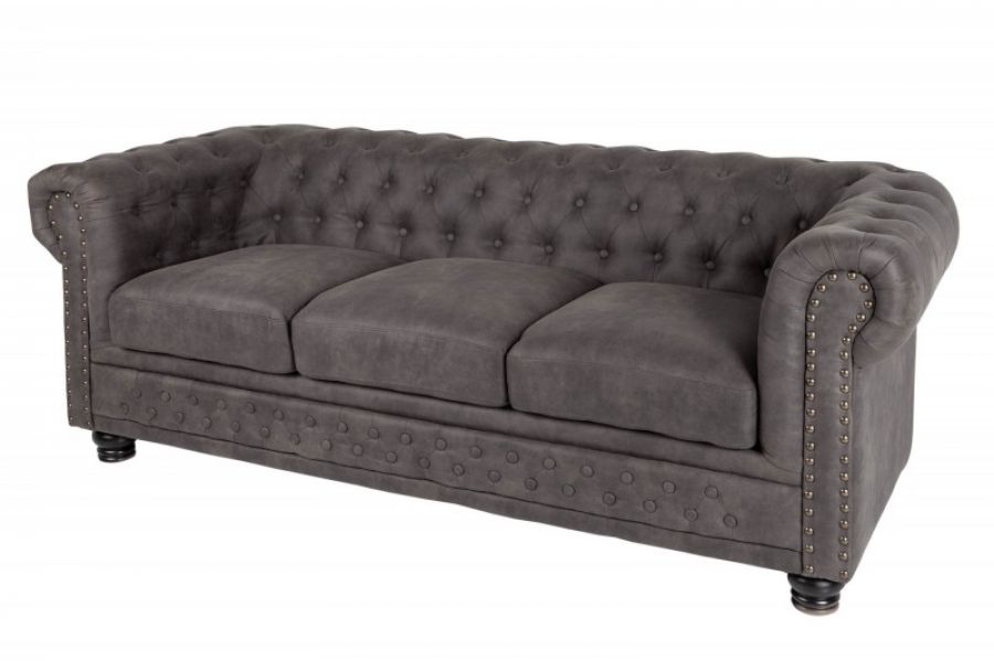 Sofa Chesterfield 3 antik look szara - Invicta Interior