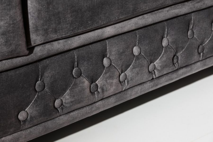 Sofa Chesterfield aksamitna szara - Invicta Interior