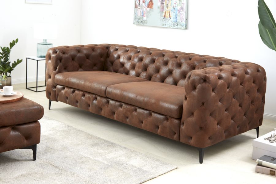 Sofa Chesterfield Modern Barock 240cm antyczny brązowy - Invicta Interior