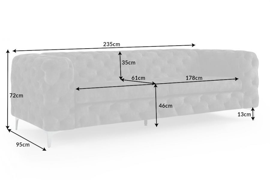 Sofa Chesterfield Modern Barock aksamitna szara - Invicta Interior