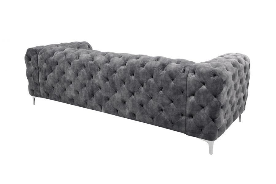 Sofa Chesterfield Modern Barock aksamitna szara - Invicta Interior