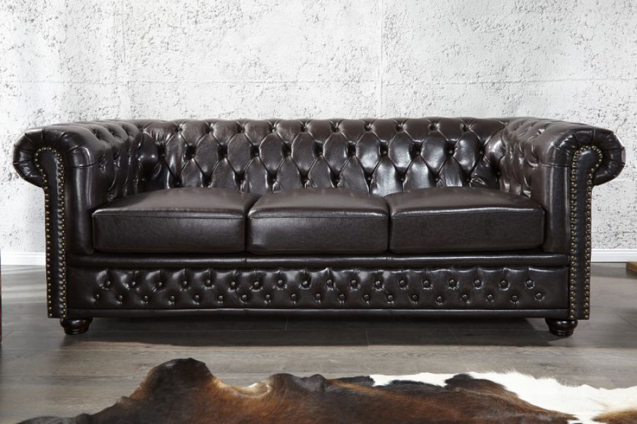 Sofa Chesterfield Oxford 3 coffee  - Invicta Interior