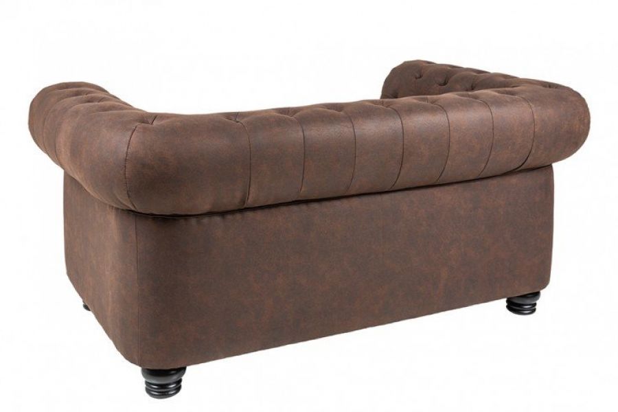 Sofa Chesterfield vintage 2 brązowa  - Invicta Interior