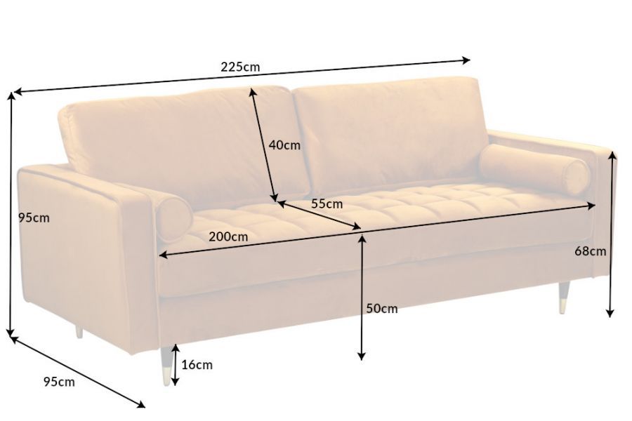 Sofa Cozy Velvet aksamitna musztardowa
