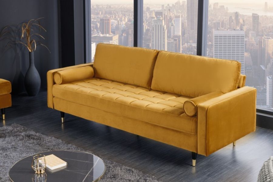 Sofa Cozy Velvet aksamitna musztardowa - Invicta Interior