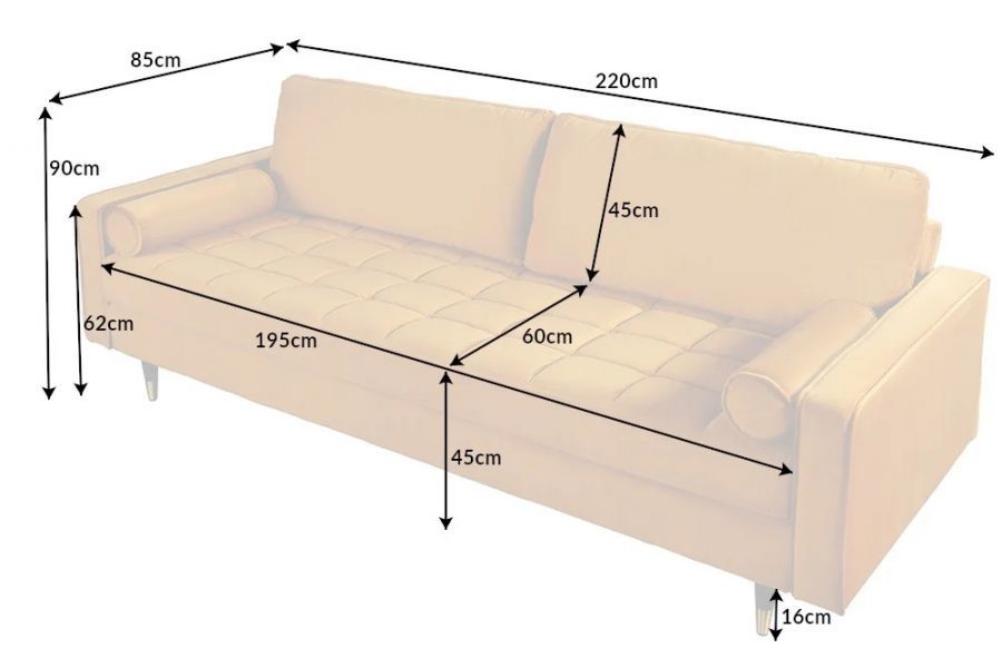 Sofa Cozy Velvet aksamitna musztardowa - Invicta Interior