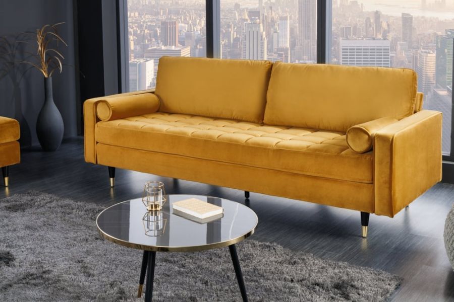 Sofa Cozy Velvet aksamitna musztardowa