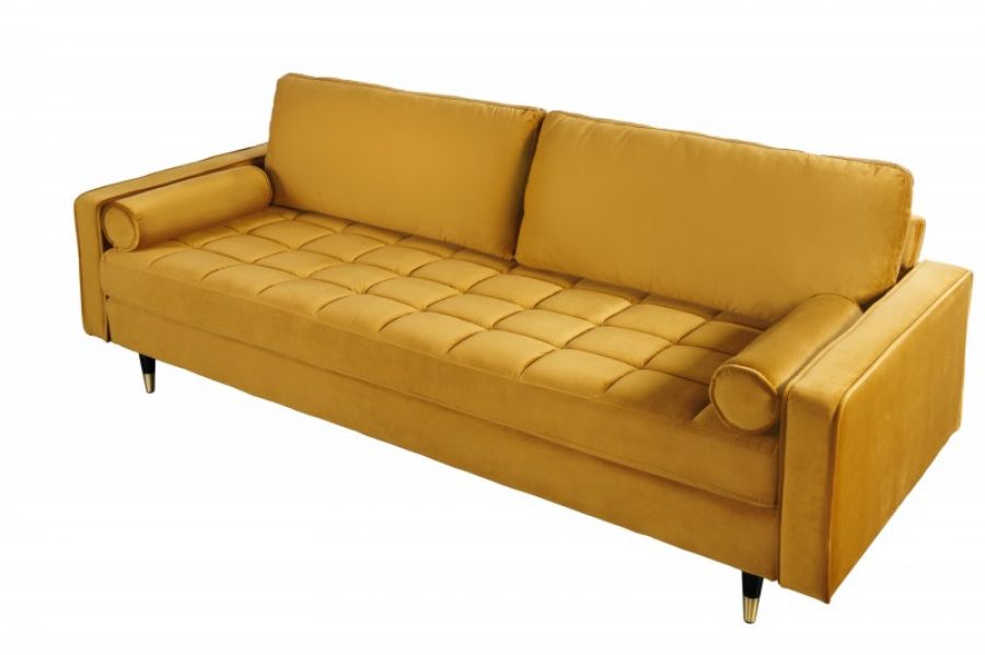Sofa Cozy Velvet aksamitna musztardowa - Invicta Interior